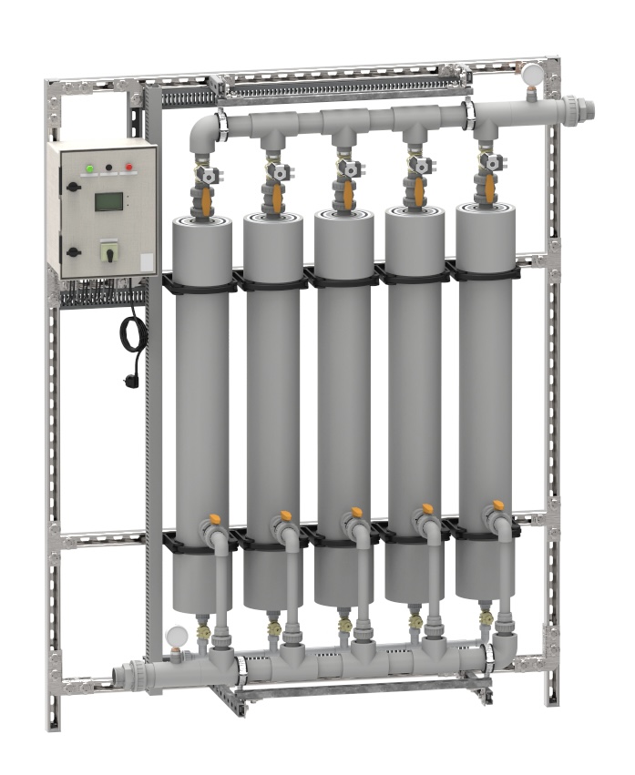 Self cleaning legionella filter warm water