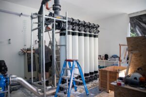 Example of a self cleaning legionella filter installation cold water